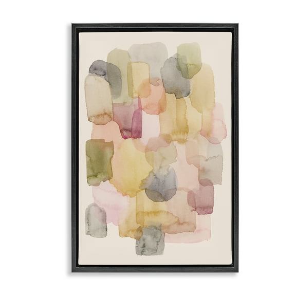 Stupell Industries Various Paint Blobs Abstract Painting Black Floater Framed Canvas Art Print Wall Art, 17 x 25