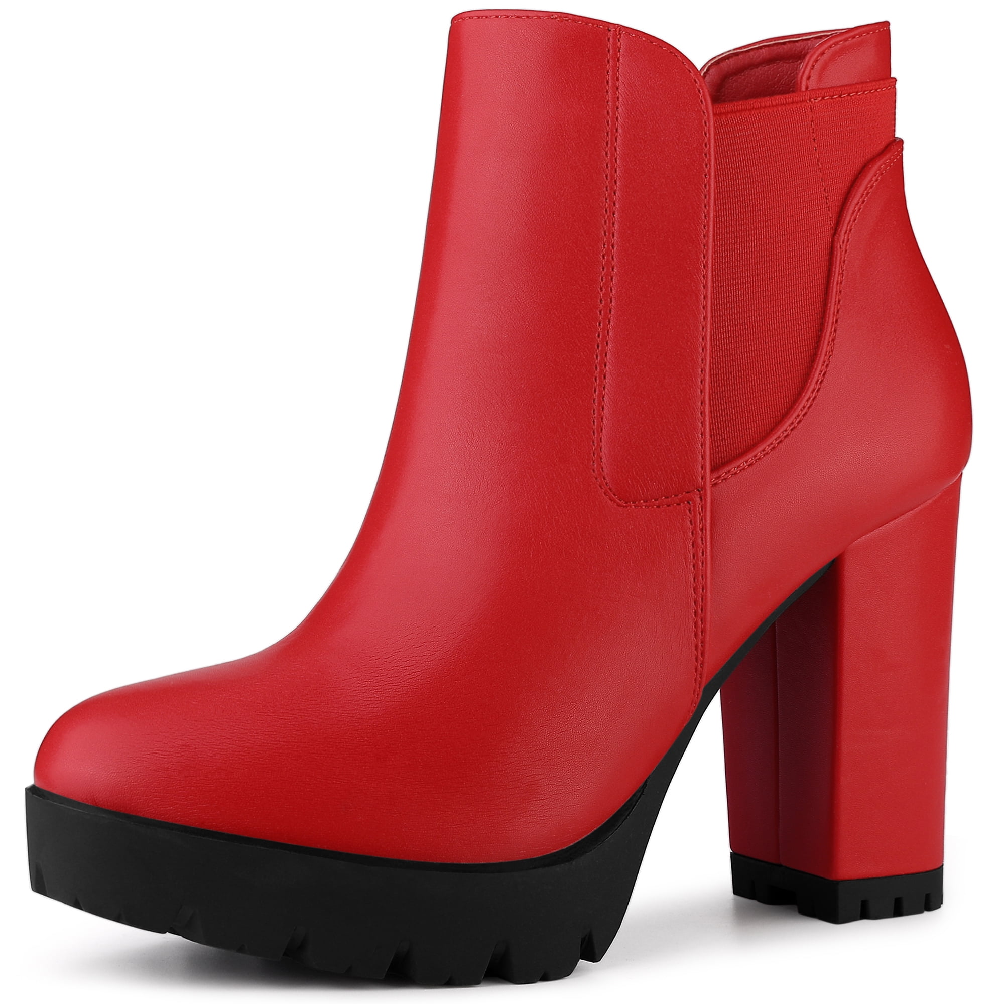 Platform Boots Red Block Heels Boots Unique Bargains Women's