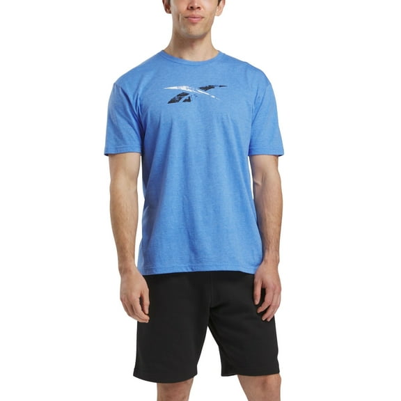 Reebok Mens Regular fit Short Sleeve Graphic T-Shirt Shirt Large Blue Solid