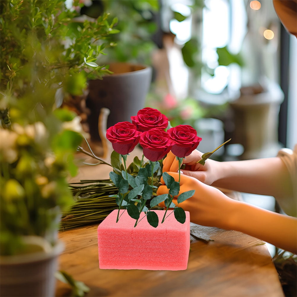 HAMPPLIES 4Pcs Red Foam Blocks for Flower Arrangements Reusable and Portable Florist Supplies