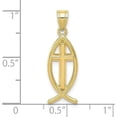 thumbnail image 4 of Solid 10k Yellow Gold Ichthus Fish Pendant - 26mm, 4 of 6