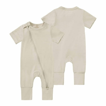

EQWLJWE Baby Footless Pajamas Romper Cotton Long Sleeve 2 Way Zipper Printing Embroidery Jumpsuit Sleep and Play