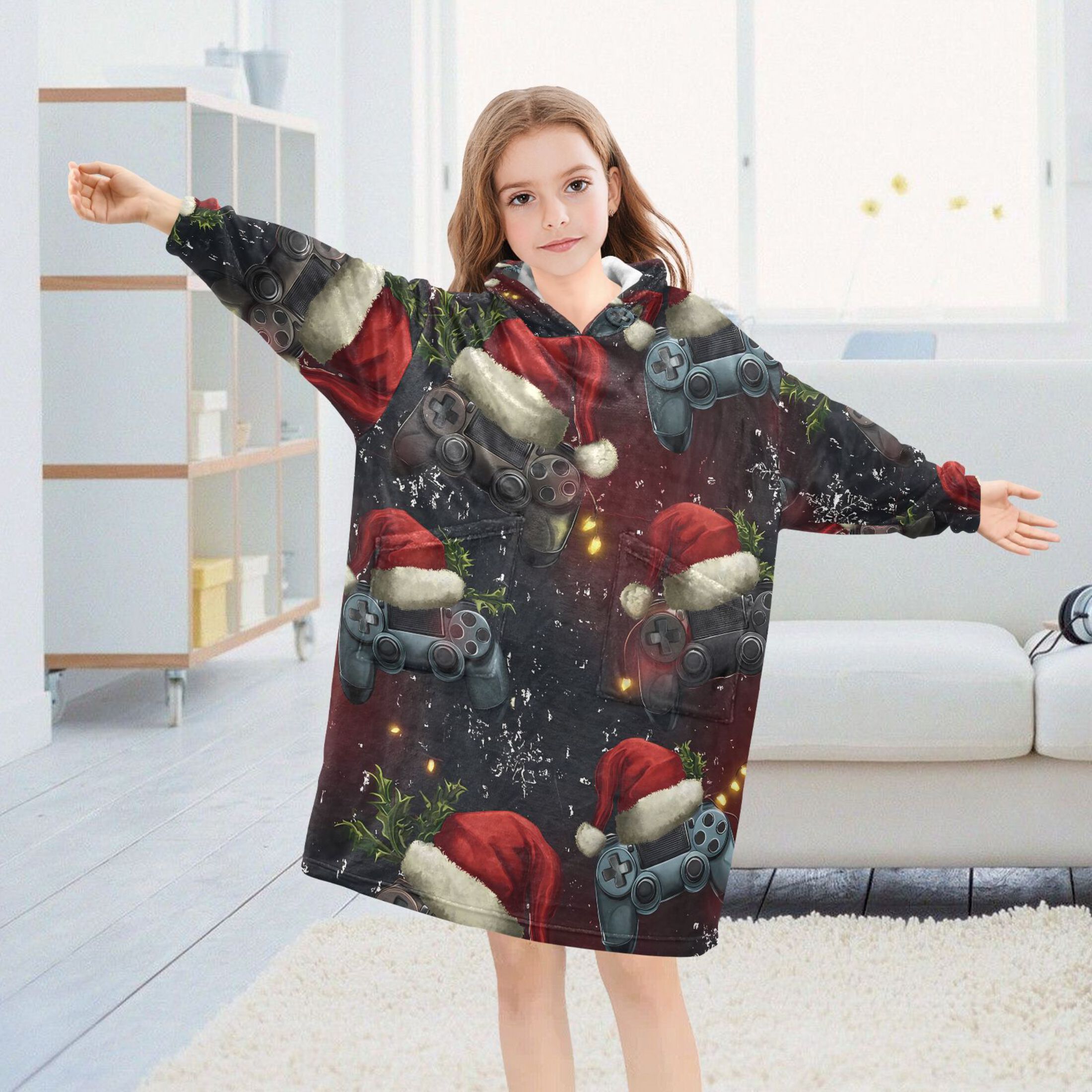 joogoo Wearable Blanket Hoodie for Game Controller Christmas Oversized Sherpa Hooded 3-14 YR M