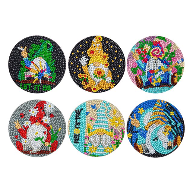 Tapete de copa de Navidad 5D DIY 6 unids/set posavasos de madera antideslizante para suministros de arte y artesanía Hugtrwg Para estrenar