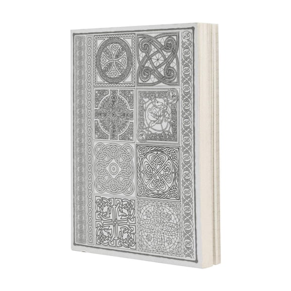 LayFlat Sketchbook - 3.75 x 5.3 Inches - Celtic Blank Note Book, 64 Sheets, Thick 100gsm Paper, for drawing, sketching, and journaling, 32 Blank and 32 Gridded