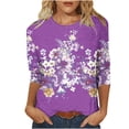 thumbnail image 1 of Camisetas de Manga Corta para las Mujeres Retro Cuello Redondo Pascua Impreso Suelto Top, Ligero Poliéster 3/4 Camiseta de Manga para el Desgaste Casual, Diario Y de Primavera, 1 of 4