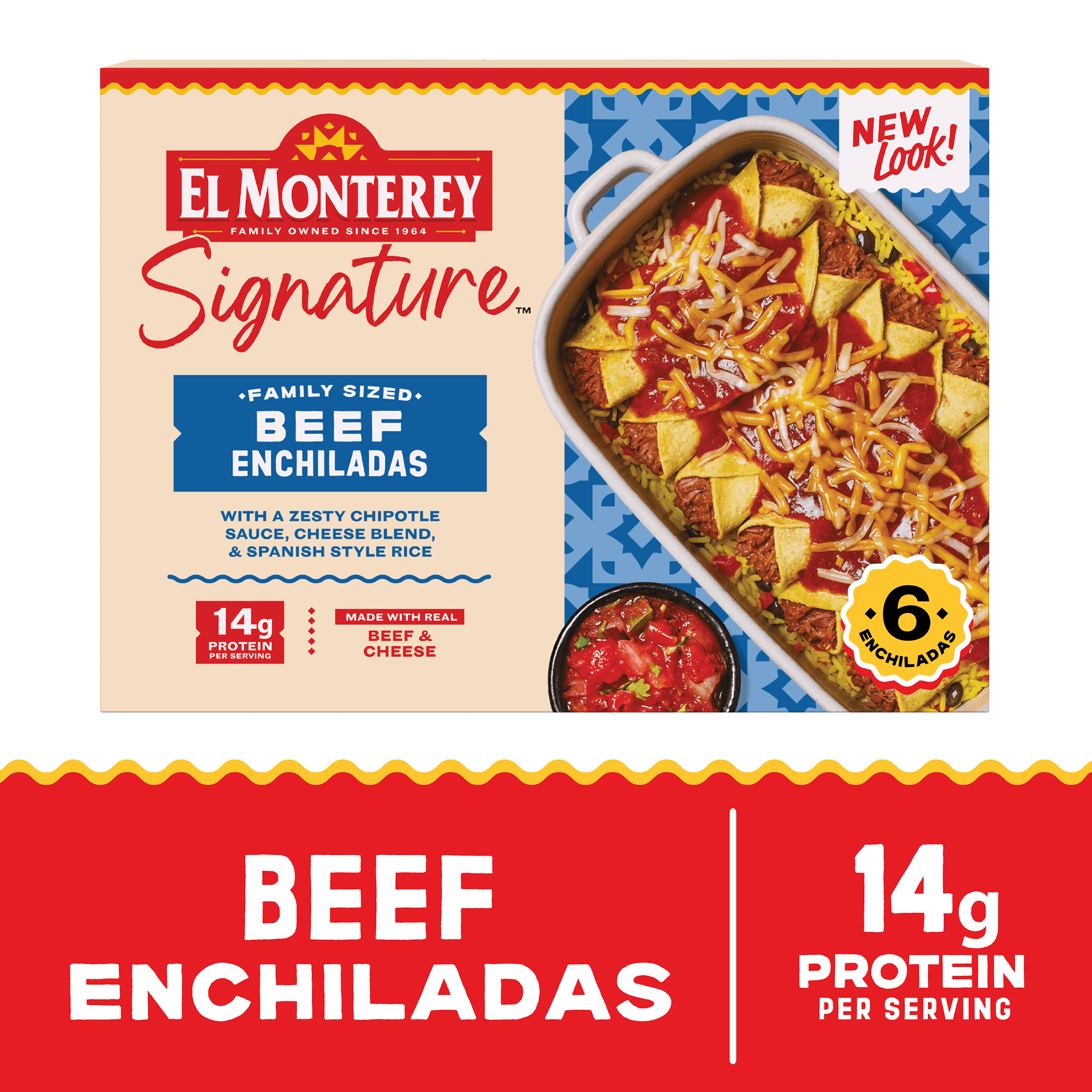El Monterey Signature Family Size Beef Enchiladas 6 ct, 30 oz (Frozen)