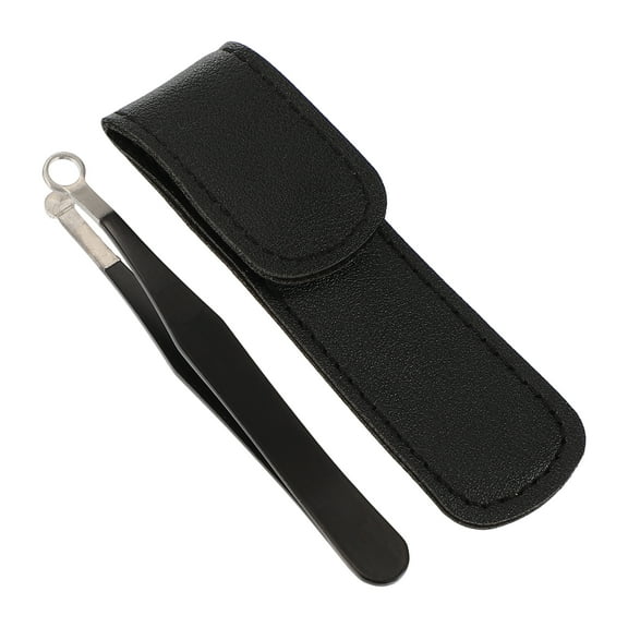Unique Bargains 1 Set Round Head Nose Hair Tweezers Nose Hair Trimming Tweezers Black 3.31"x0.35" Eyebrow Clippers