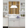 thumbnail image 3 of Yellow Black Plaid Swag Kitchen Curtains Sets for Windows 24 Inch Length, Fall Country Farmhouse Buffalo Check Short Window Curtain Panels Swags Valances and Tiers 3 Piece Set for Cafe/Dining Room, 3 of 5