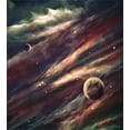 thumbnail image 3 of Outer Space Duvet Cover Set, Planets over Nebula Gas Cloud Space Galaxy Star Illustration, Decorative 3 Piece Bedding Set with 2 Pillow Shams, Calking Size, Dried Rose Ivory, by Ambesonne, 3 of 3