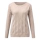 thumbnail image 2 of Abrigo de trinchlargo Suéter de manga hueca para mujer, suéter de cuello Rojoondo, suéter de punto, suéter largo informal superior (Caqui, L), 2 of 4