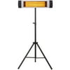 Hanover 34.6-In. Wide Electric Carbon Infrared Heat Lamp with Remote Control and Tripod Stand, Silver