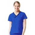 thumbnail image 1 of Maevn Womens Core Contrast Mock Wrap TopRoyal Blue, XX-Small, 1 of 1