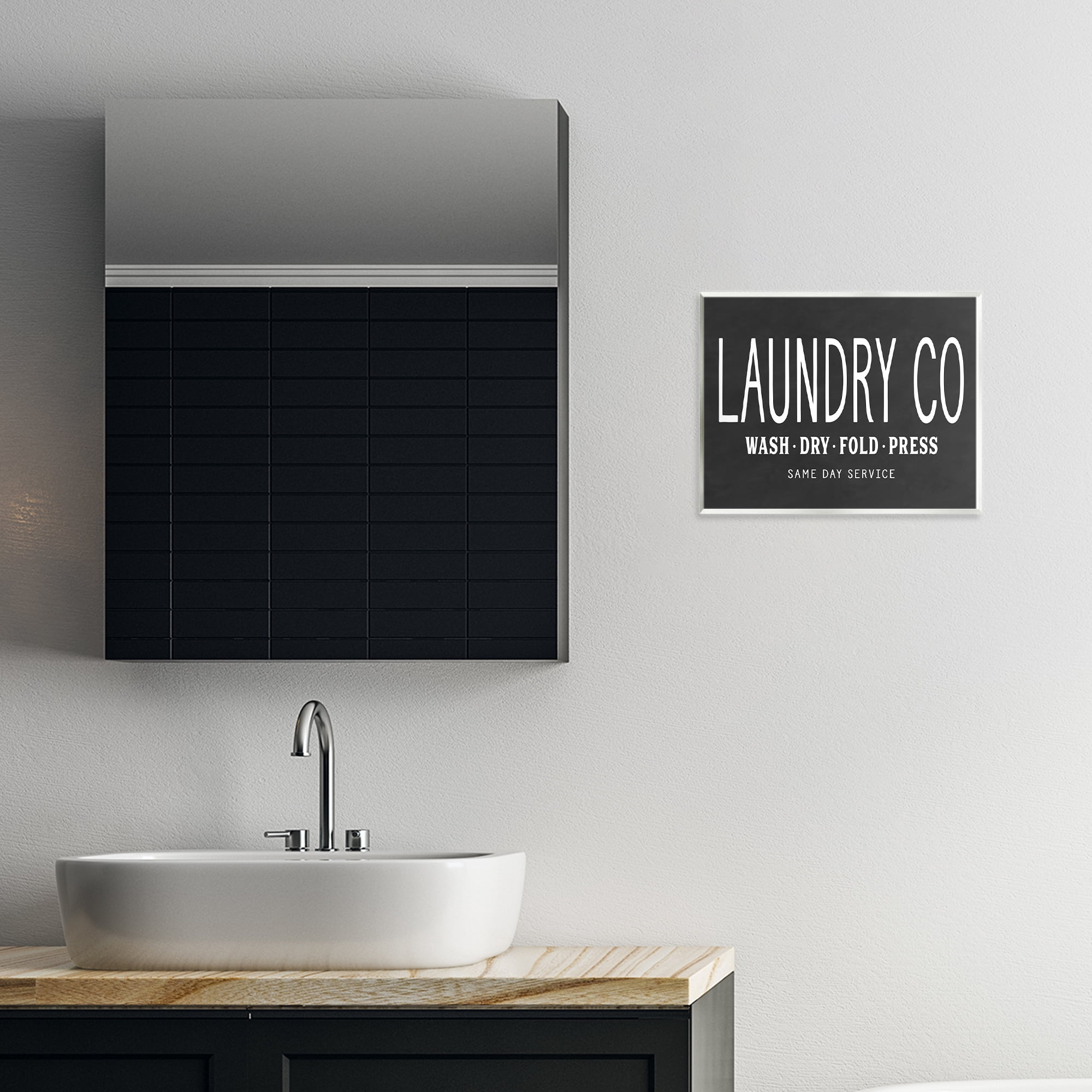 Stupell Industries Laundry Essentials Chalkboard Bath & Laundry Painting Unframed Art Print Wall Art, 14 x 11