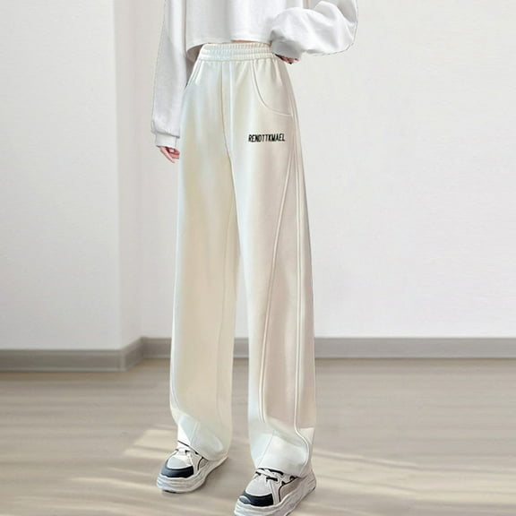 Sweatpants for Girls 10-12 Casual Stretchy Waist Soft Loose Straight Pants Active Casual Jogger Sweatpants,Beige