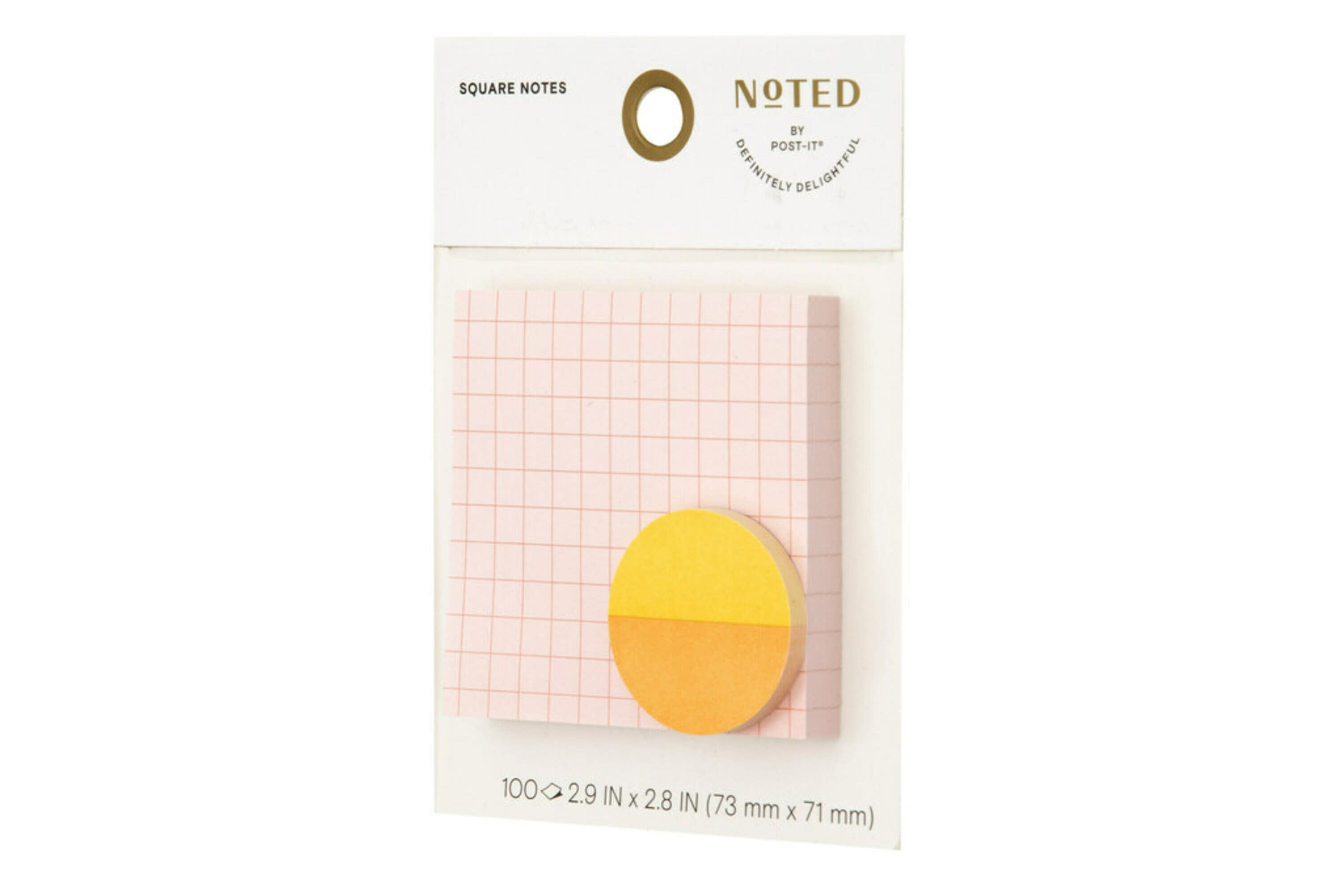 Noted by Post-it Notes, Blue and Green Square & Pink and Purple Round Shape, 100 Sheets