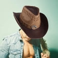 thumbnail image 3 of Sombrero de vaquero Zulema Western Cowboy Hat Wide Roll Up Brim PU Cuero 2 colores, 3 of 8