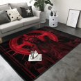 Area Rugs For Living Room Decor Red Gothic Skeleton Throne Anti Slip
