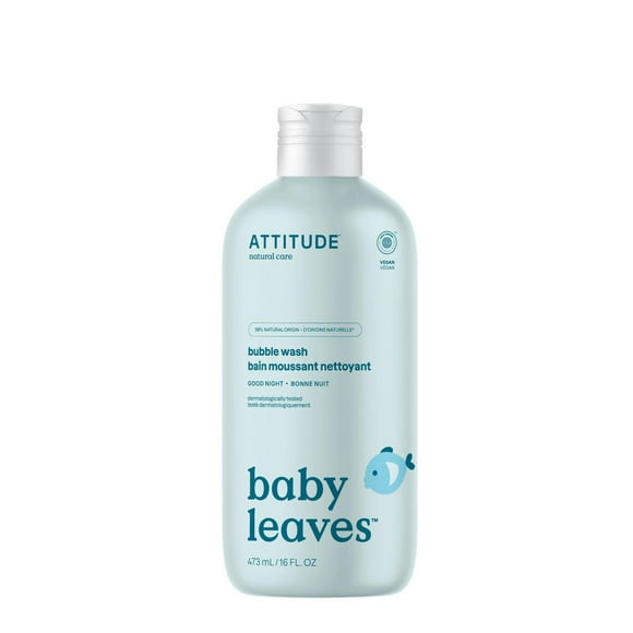 ATTITUDE baby leaves, Bain Moussant Nettoyant, Bonne Nuit 473 mL