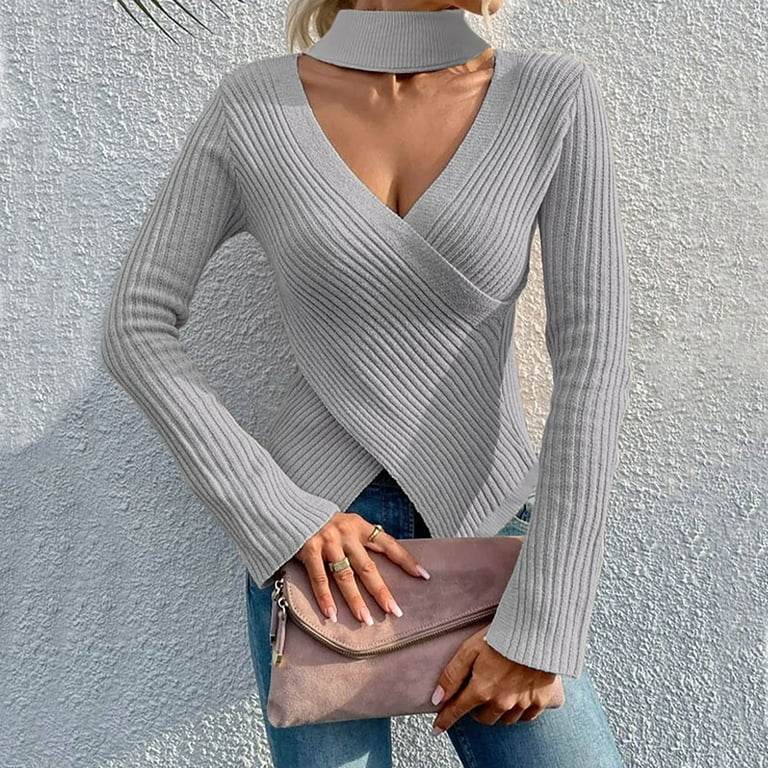 Cut out shop v neck sweater