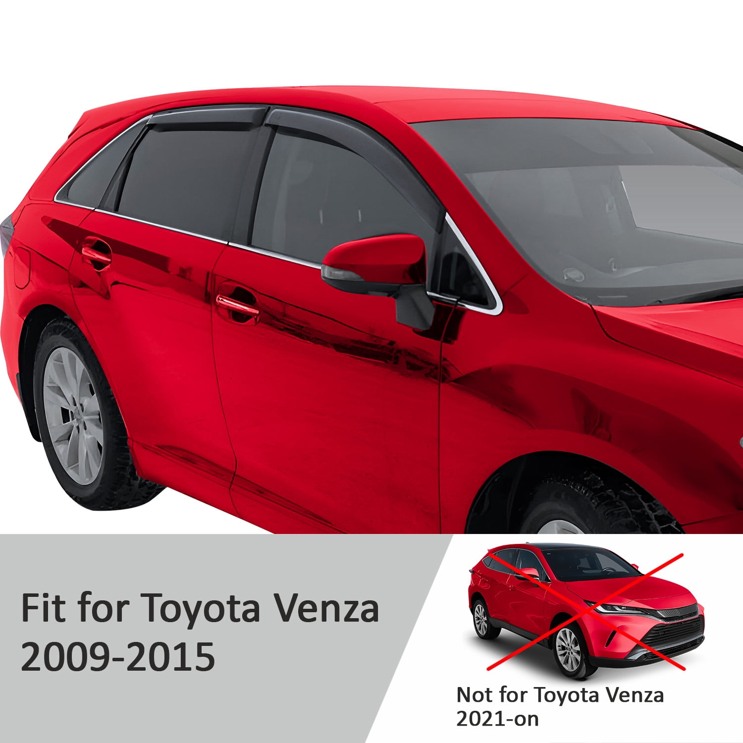 Voron Glass Tape-on Rain Guards for Toyota Venza 2009-2015, Window Deflectors, Vent Window Visors, 4 Pieces - 100321