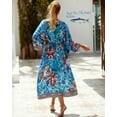 thumbnail image 4 of Edolynsa Boho Printed Long Kimono Dress Bathing Suit Cover-ups Summer Clothing Tunic Women Beach Wear, 4 of 8