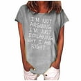 thumbnail image 2 of Aloohaidyvio Tops for Women,Womens Casual T-Shirt Funny Letter Printed Short Sleeve O-Neck Tees Top, 2 of 4