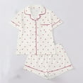 thumbnail image 2 of Posijego Womens Valentine's Day Pajamas Sets Heart Short Sleeve Button down Shirt Shorts Summer Sleepwear Women's Pjs Sets, 2 of 8