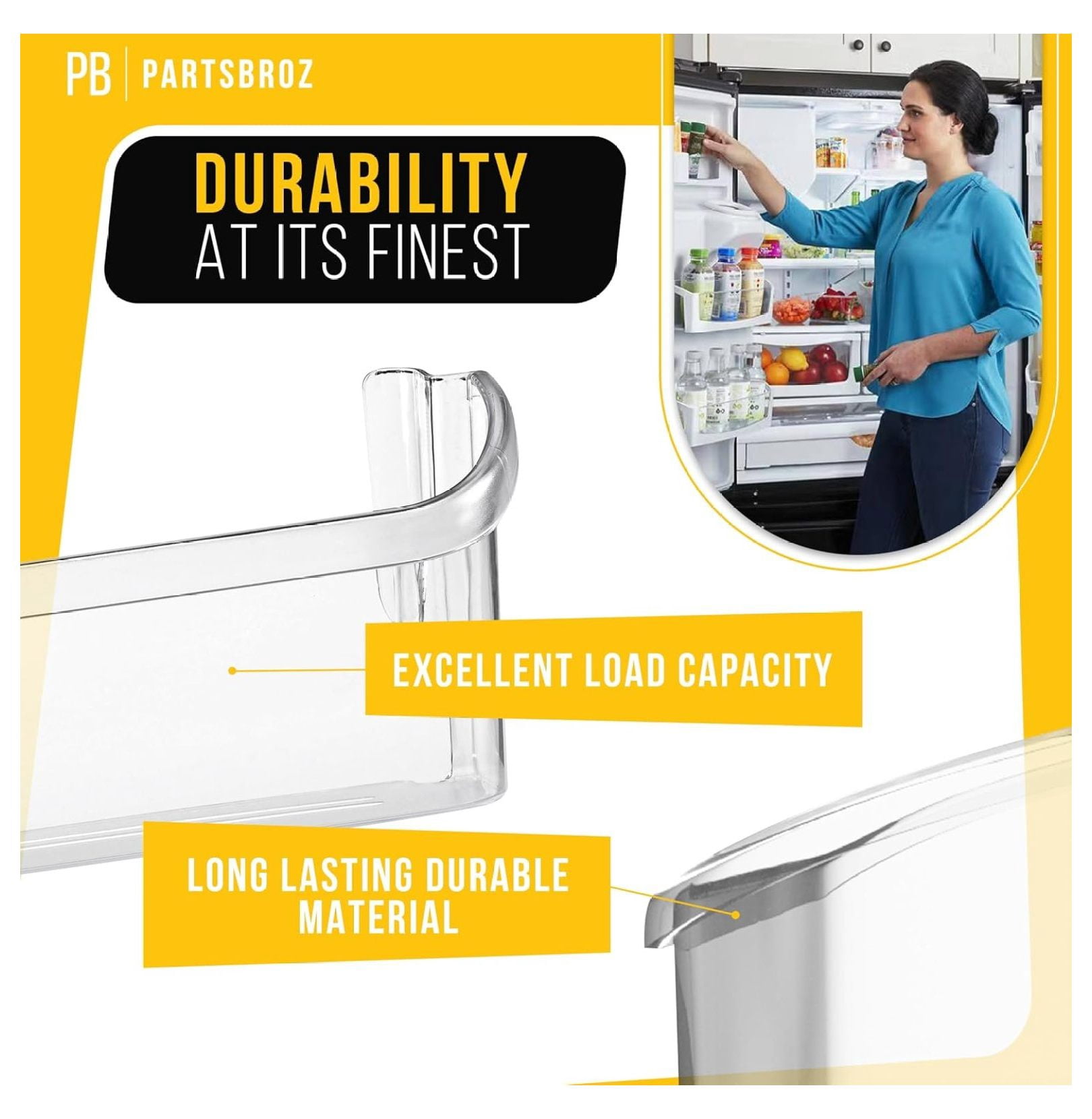 Refrigerator Door Shelf Bottom Bin Replacement, Clear Plastic Storage Organizer