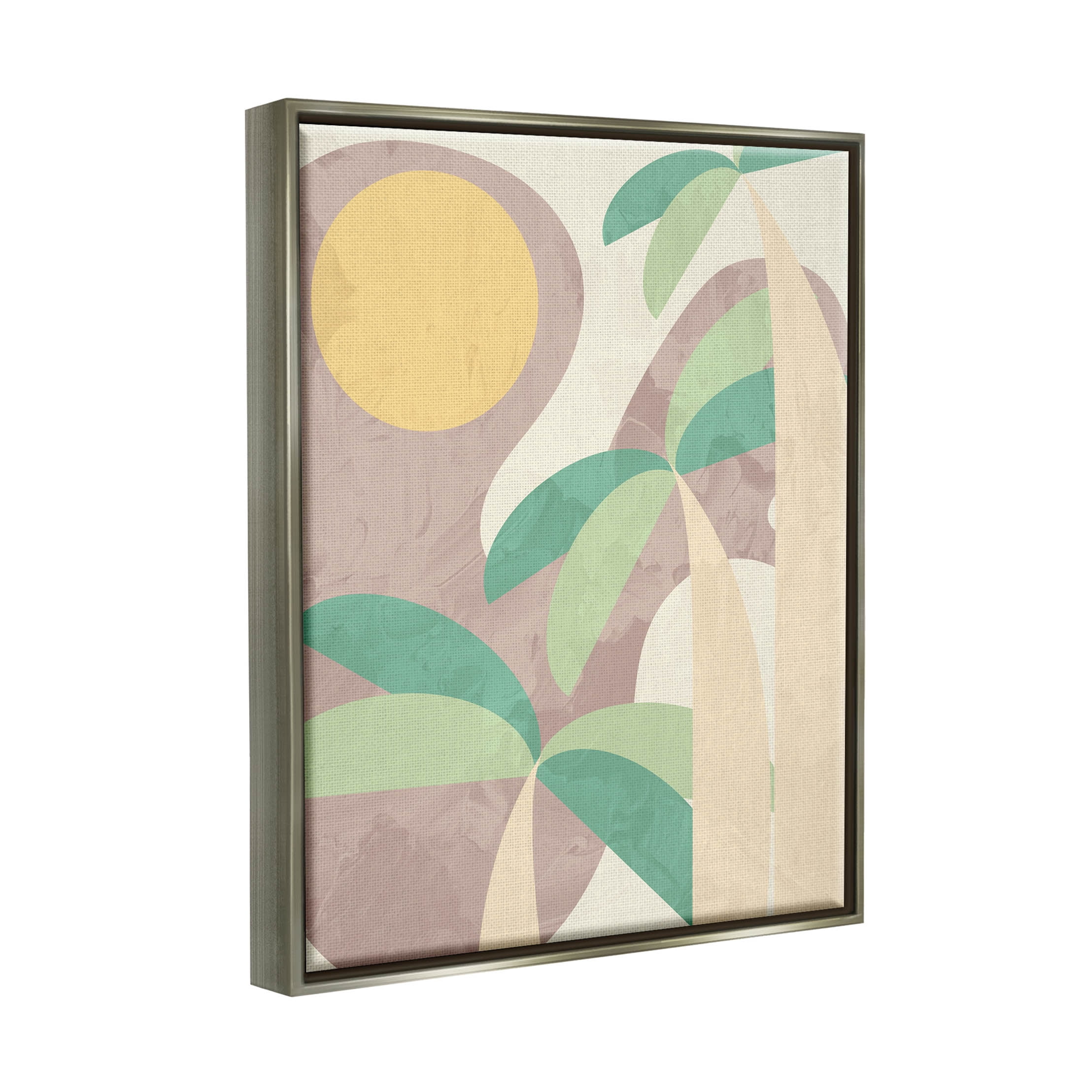 Geometric Palm Tree Summer Botanical & Floral Graphic Art Luster Gray Framed Art Print Wall Art