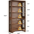 thumbnail image 7 of Finmind 6-Tier Bookcase Set of 2- 70.8" Vintage Tall Bookcase with X-Pattern Design & 5-Shelf Display Rack, 7 of 7