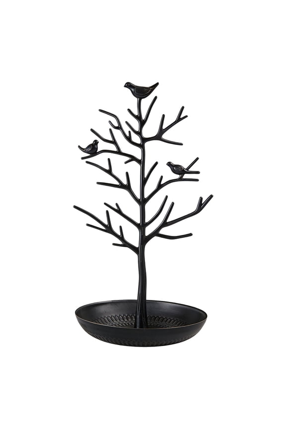 Jewelry Tree, Necklace Holder Stand, Jewelry Display, Metal Birds Tree Stand with Tray, Jewelry Tree Stand Organizer, Tree Tower Rack Hanging Organizer for Ring Earrings Necklace Bracelet