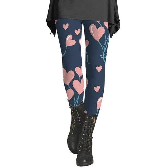 Hot Sale!! Women's Valentine Day Leggings Heart Printed Legging Tights Yoga Sport Elastic Pants Slacks Fashion Valentines Gifts Purple + Xxxl