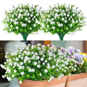 FGY 12 Bundles Artificial Flowers for Outdoor UV Resistant Artificial Plants Fake Flower (White)