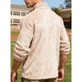 thumbnail image 5 of Men's Stand-up Collar Fleece Jacket with Solid Color Design, Loose Zipper Long-sleeve Style for Casual Outings, Winter Layering, and Holiday Events,Khaki,M, 5 of 6