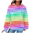 thumbnail image 4 of DDAPJ pyju Waffle Knit Hoodie for Women Rainbow Printed Hooded Sweatshirt Lightweight Drawstring Pullover Hoodies Loose Casual Textured Sweatshirts with Kangaroo Pocket Multicolor#3 M, 4 of 6