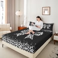 thumbnail image 4 of Castle Fairy Grey Ribbon Bow Bed Sheets,Vintage Leopard Print King Sheets, 4 of 7