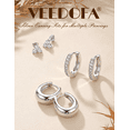thumbnail image 6 of VEEDOFA 3-Pair Silver Earrings Set for Women, Huggie Hoops & CZ Studs, Silver Plated, 6 of 6