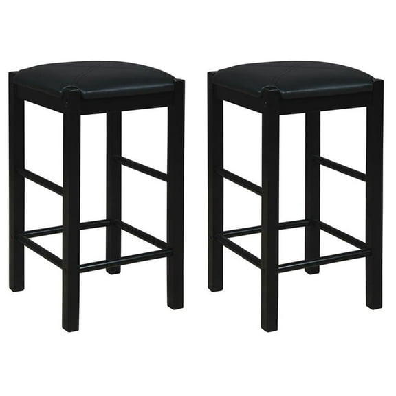 Riverbay Furniture Set of Two 25" Backless Wood Counter Stools in Black