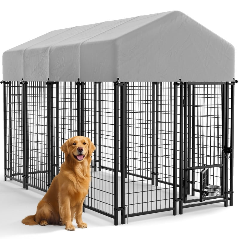 Homall 94.5”D×51.2”W×66.9”H Outdoor Dog Cage for Small/Medium/Large Dogs Dog Kennel with UV-Resistant Waterproof Roof Cover for Outside Heavy Duty Dog Fence,Large