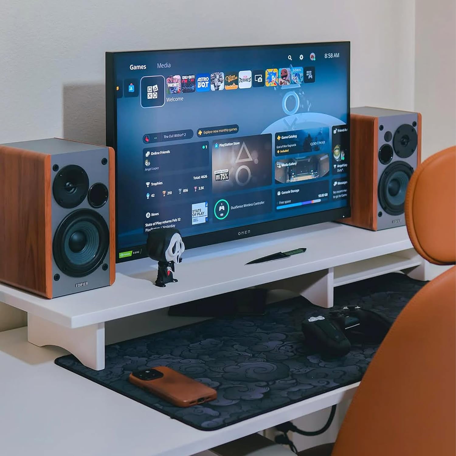 Dual Monitor Stand Riser White, 2-Tier Desk Organizer for PC Computer Monitor Printer Heavy TV  to 300 lbs
