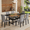 Type 11, variant on Newest 8-Piece Wood and Black Dining Table Set 71x35.4 inch with Storage and 8 White PU Chairs