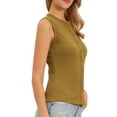thumbnail image 4 of INSPIRE CHIC Button Down Tank Top for Women Ribbed Sleeveless Vest Crew Neck Open Front Casual Knit Tops XS Khaki, 4 of 6