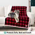 thumbnail image 3 of PetAmi Dog Blanket for Bed, XL Pet Blanket Large Dogs, Fleece Furniture Couch Cover Protector Sofa Car Crate Kennel, Soft Sherpa Cat Throw Plush Reversible Washable, Twin 60x80 Checker Red, 3 of 9