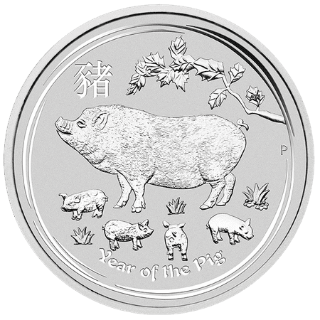 - 2019 Silver Year of the Pig 2 oz Coin Perth Mint Lunar Series