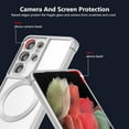 thumbnail image 4 of Magnetic Case for Samsung Galaxy S21 Ultra Clear Case Cover [Compatible with Magsafe & Military Grade Drop Protection] Transparent Shockproof Slim Plated Phone Case - Silver, 4 of 5