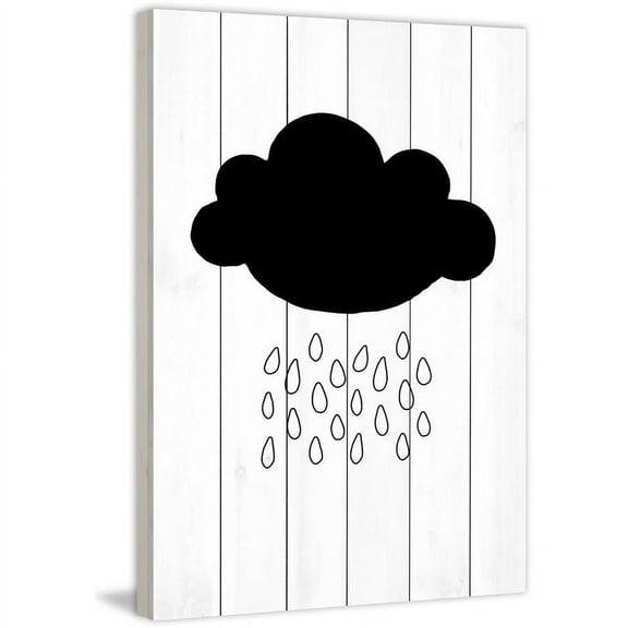 "Black Cloud" Painting Print on White Wood