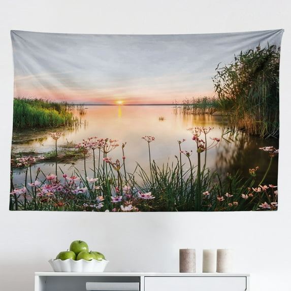 Animal Tapestry, Watercolor Panda Bear Wildlife Zoo Theme Artwork Image, Fabric Wall Hanging Decor for Bedroom Living Room Dorm, 2 Sizes, Beige White and Black, by Ambesonne