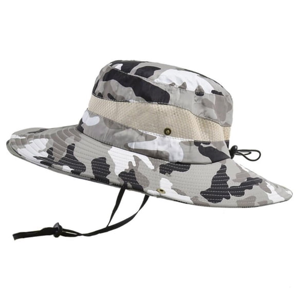 LAST CLANCE SALE! Outdoor Mesh Camouflage Sun Hat Wide Brim UV Sun Protection Hat Fishing Hiking Hat, Beige