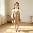 thumbnail image 4 of Ruyang Sets for Girls Puff Long Sleeve Knit Top Bow Decor Leather Suspender Skirt Clothes Toddler Kids Sweet Lounge Outfits, 4 of 4